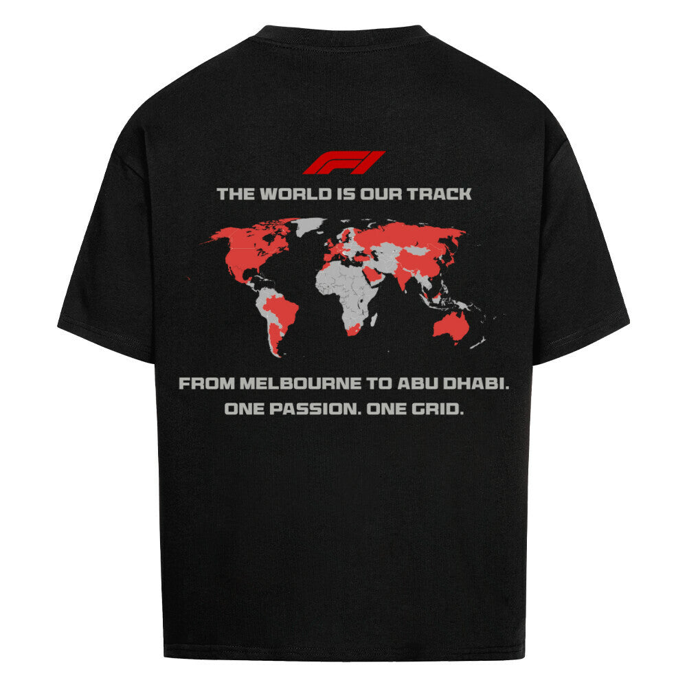 THE WORLD IS OUR TRACK Backprint Premium Shirt