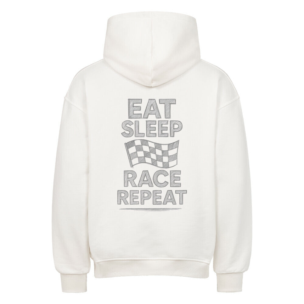 EAT SLEEP RACE REPEAT Backprint Premium Hoodie