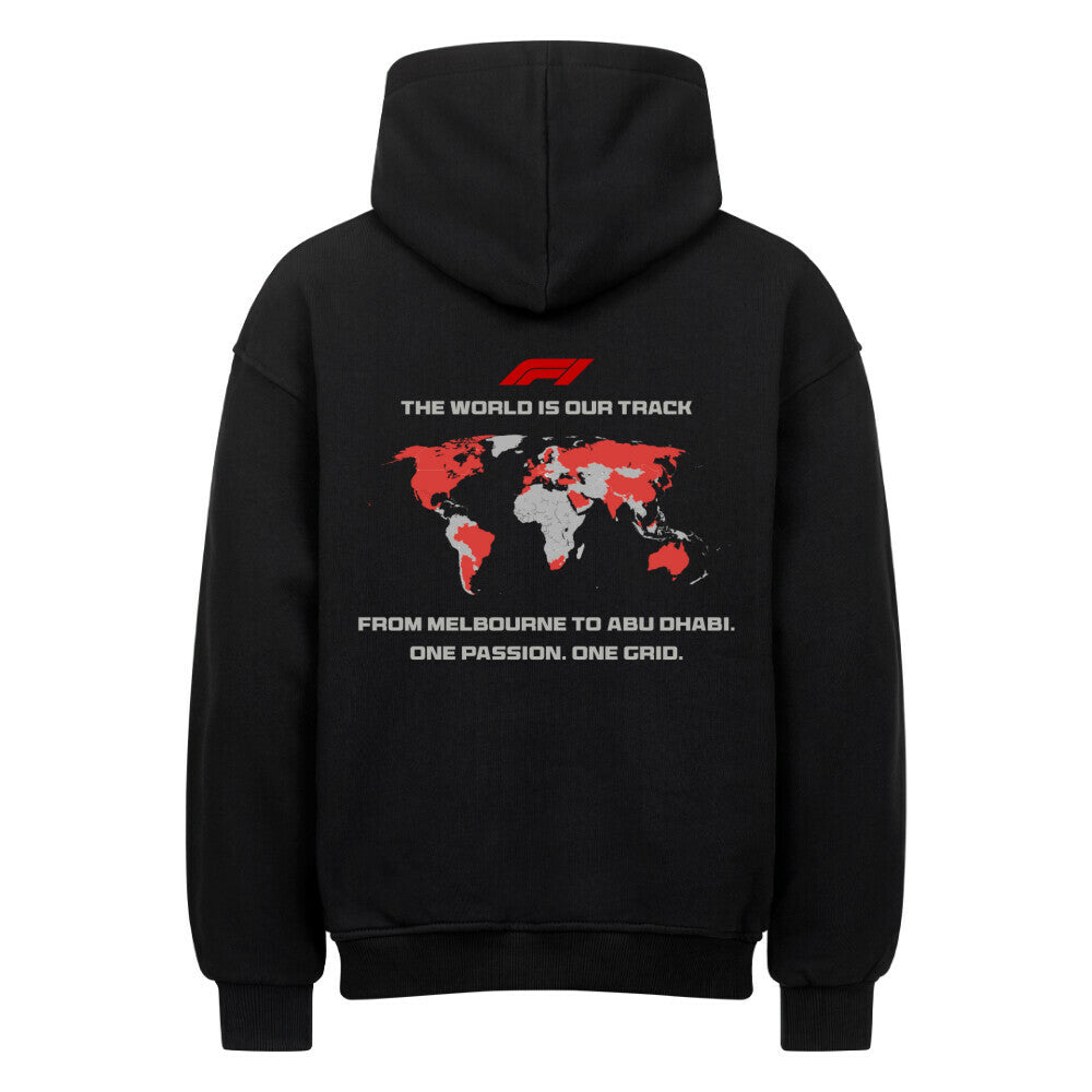 THE WORLD IS OUR TRACK Backprint Premium Hoodie